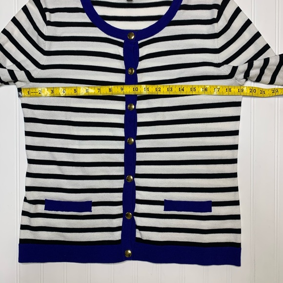 Anthropologie—Cable & Gage—Blue & White Cardigan - Picture 11 of 14